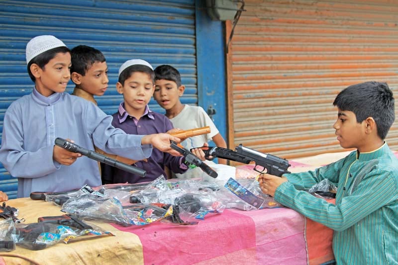 toy guns and firecrackers