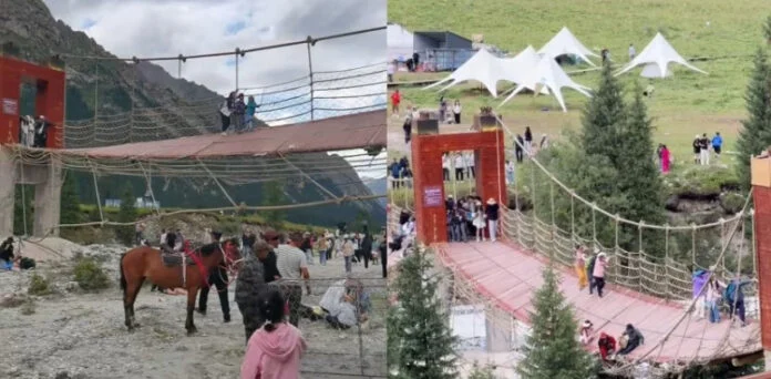 سیاحتی مقام پر پل گرنے