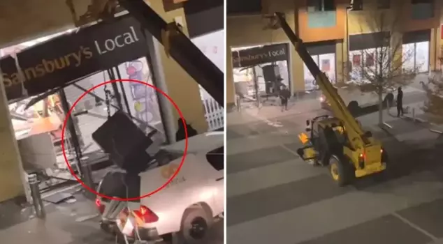 Thieves Steal ATM with Crane