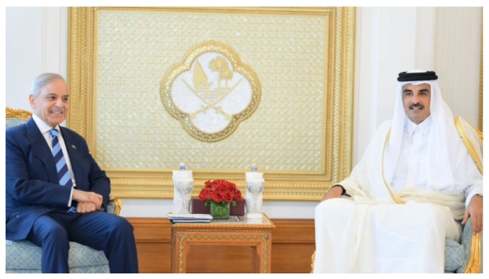 وزیراعظم شہباز شریف کی قطر آمد، امیر قطر سے اہم ملاقات