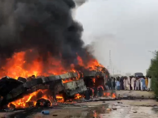 Indus Highway truck fire Dera Ismail Khan cargo destroyed